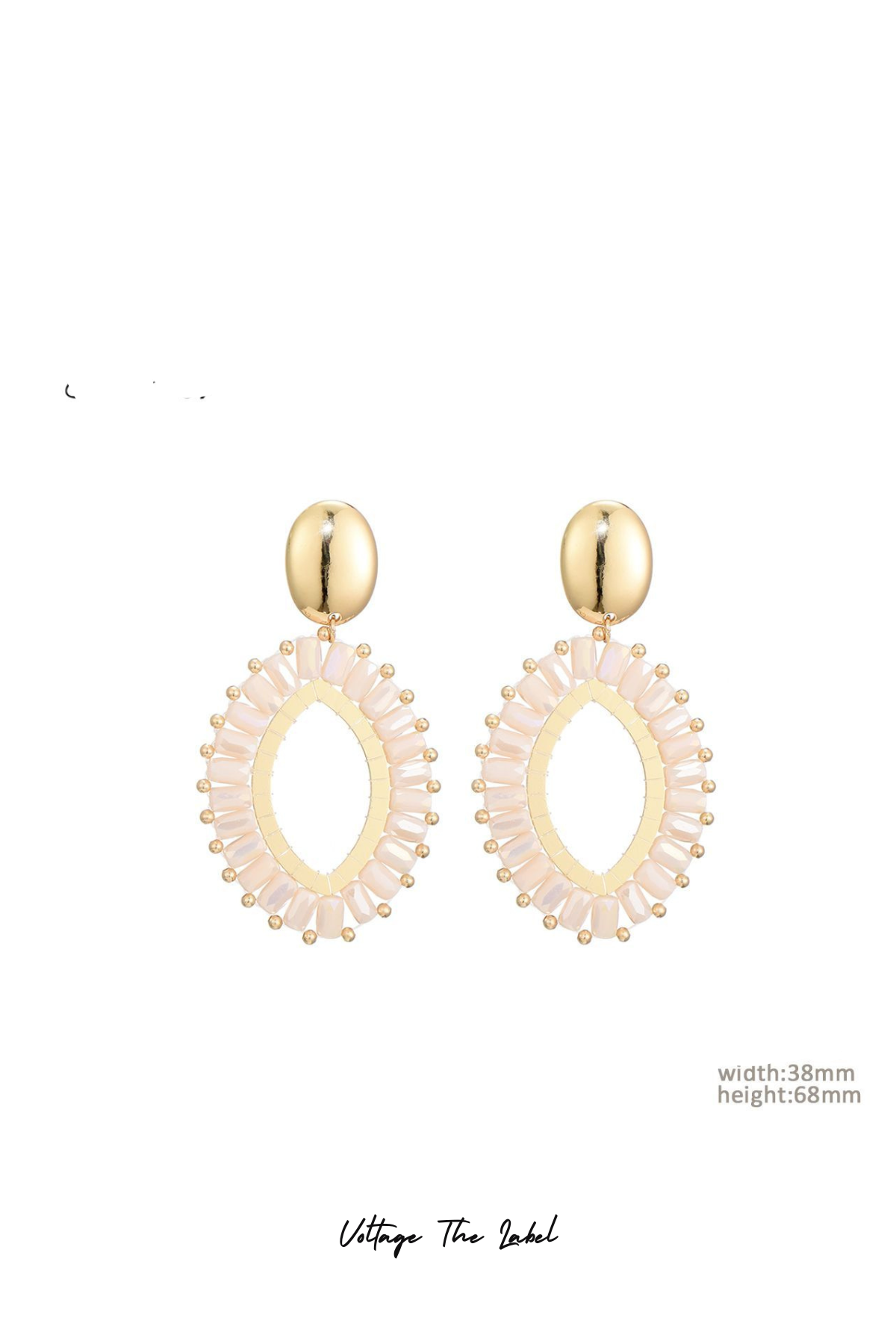 *Oorbellen Limited Jean (creme/licht roze)