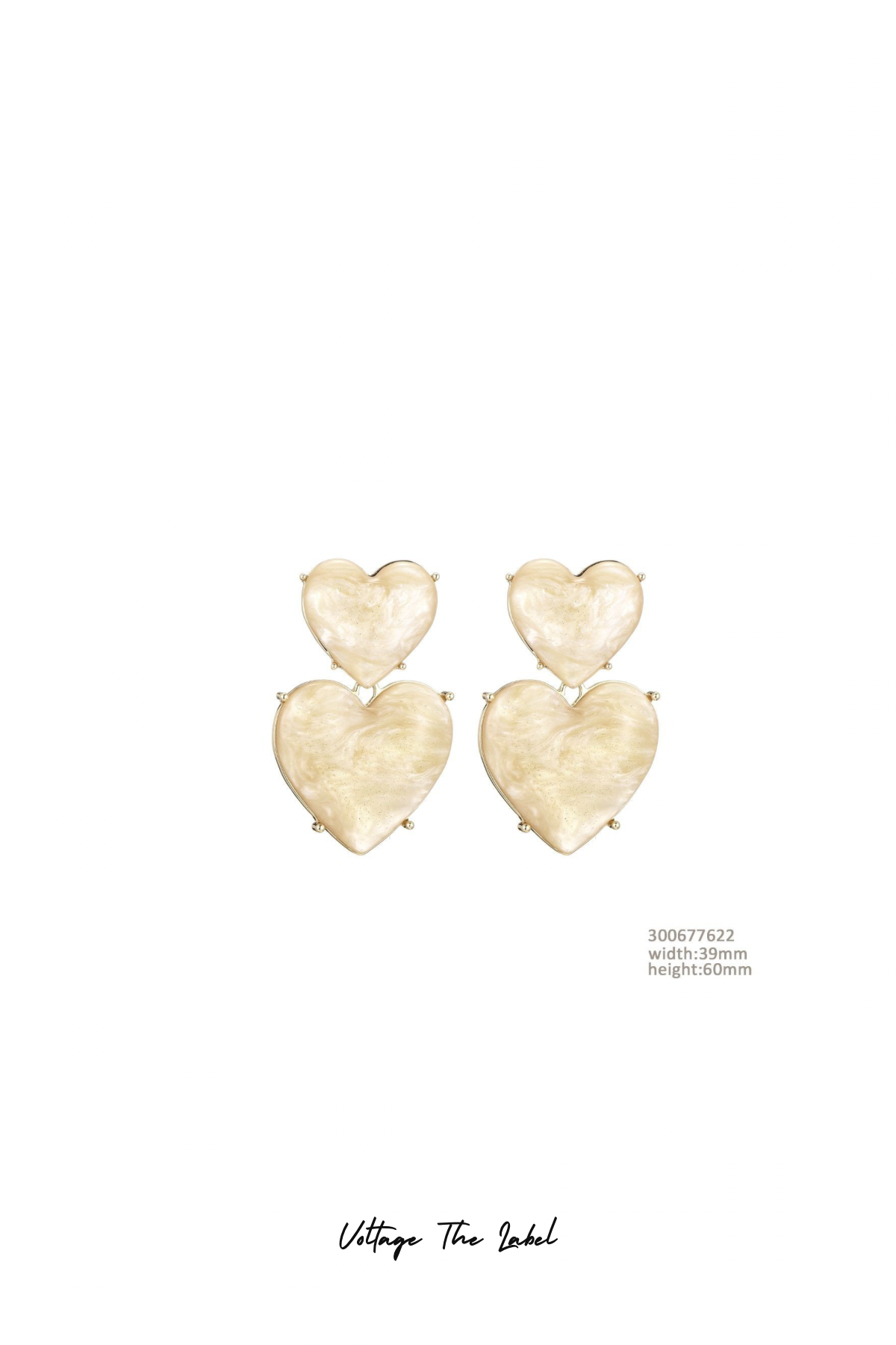 *Limited oorbellen heart of gold (crème)