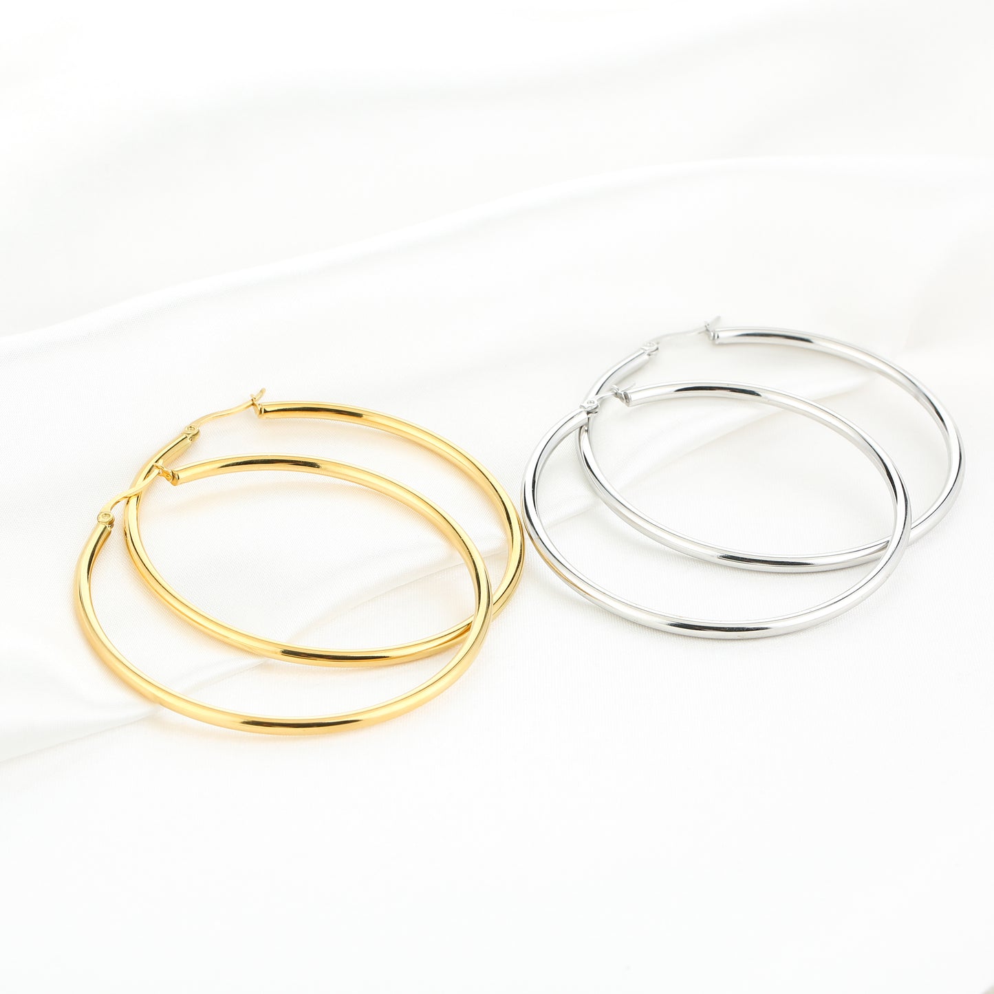 Oorbellen Hoops (zilver/6,5cm)