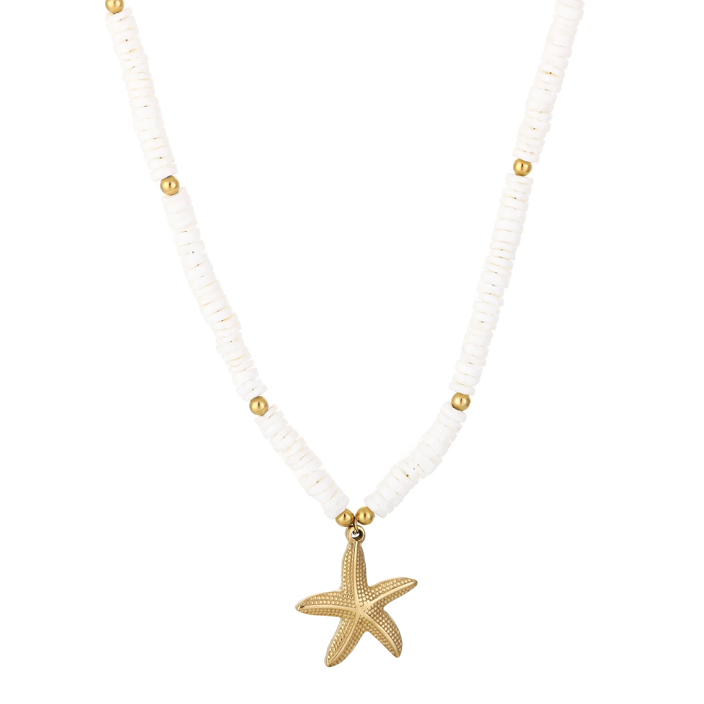 Ketting zeester met steentjes (wit)