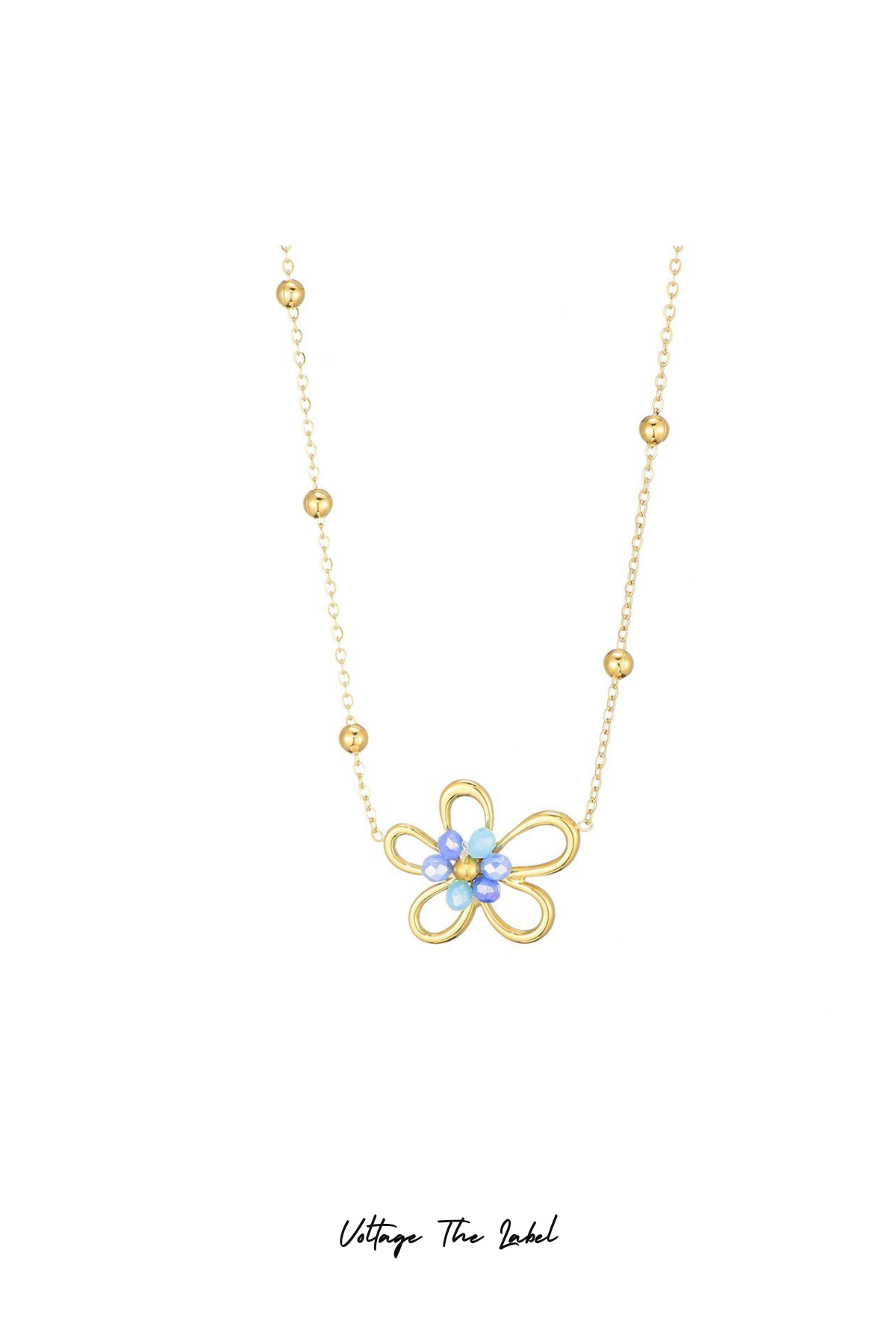 *Ketting Limited flower power (blauw)