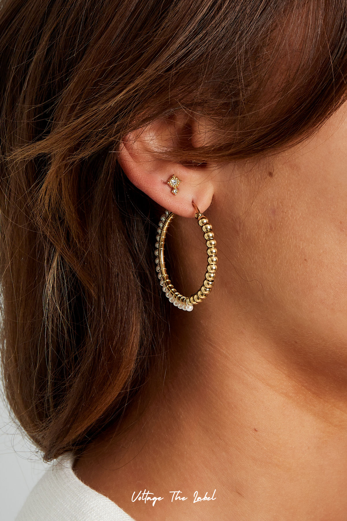 Oorbellen pearly hoops