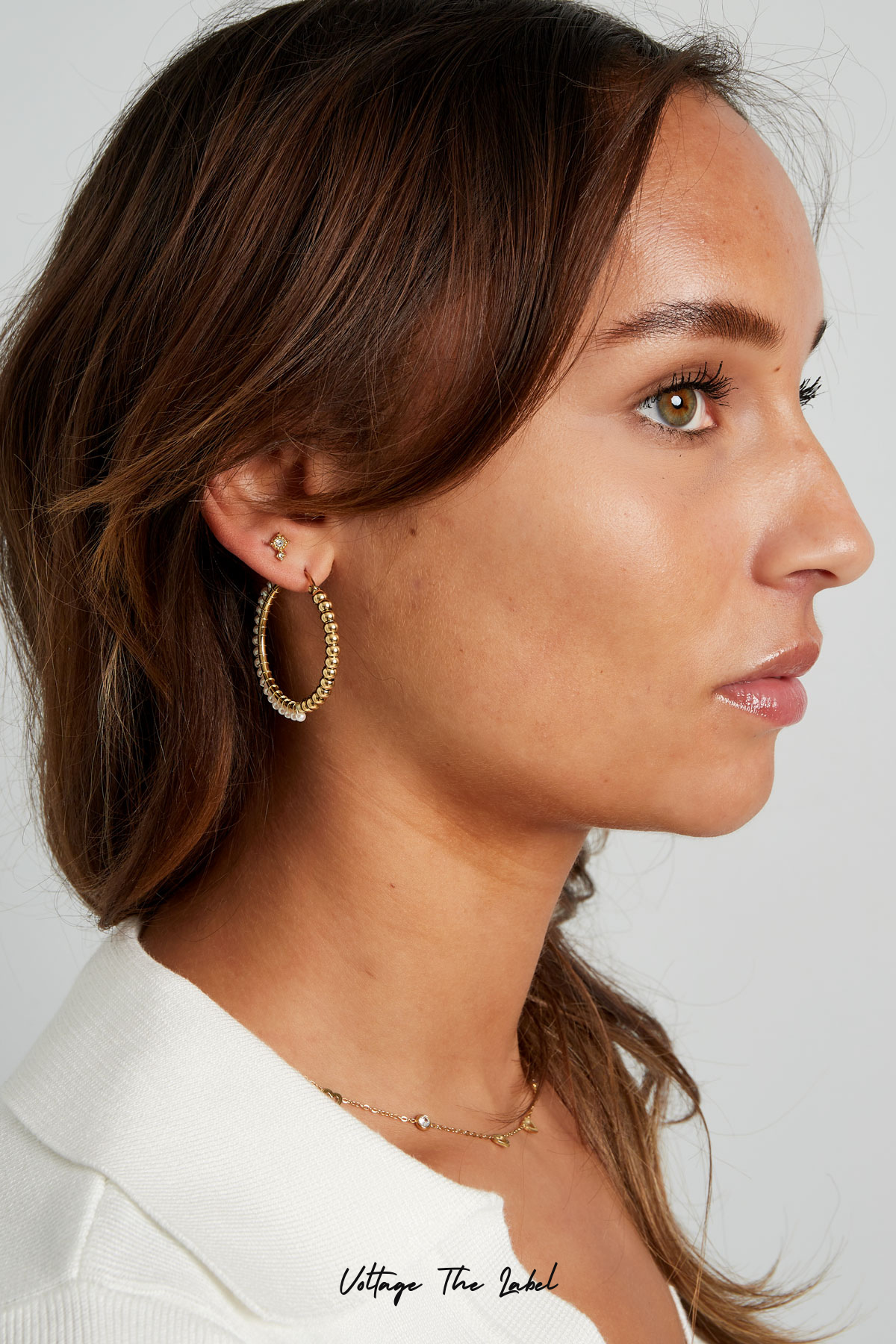 Oorbellen pearly hoops