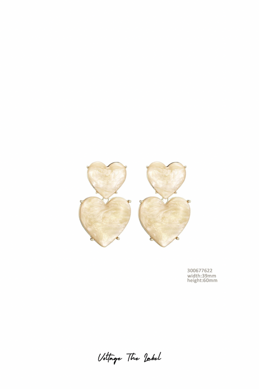 *Limited oorbellen heart of gold (crème)
